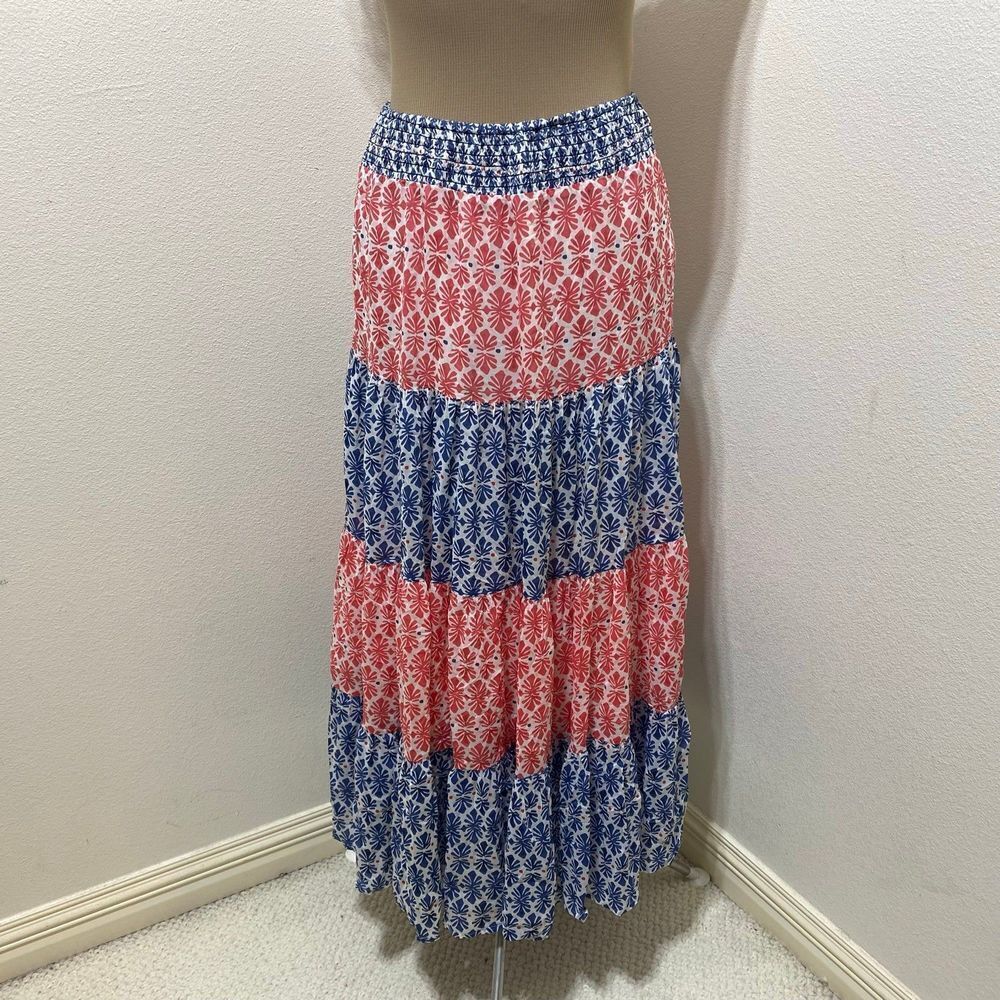 Vineyard Vines Block Print Tiered Skirt Size XXS
